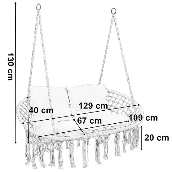Fauteuil suspendu Nid de Cigogne LAGOS noir avec coussins
