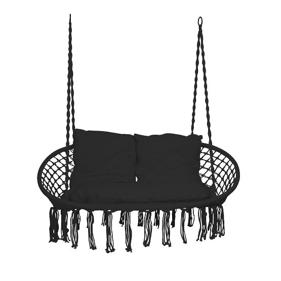 Fauteuil suspendu Nid de Cigogne LAGOS noir avec coussins