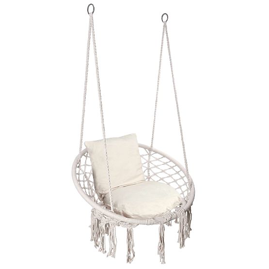 Fauteuil suspendu Nid de cigogne TOGO avec coussins crème