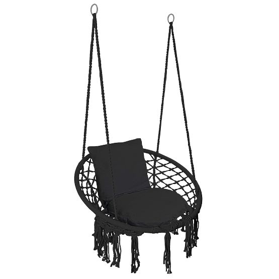 Fauteuil suspendu Nid de Cigogne TOGO avec coussins noirs