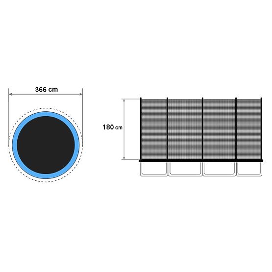 Filet extérieur pour trampoline 366 cm 12 ft/8 poteaux
