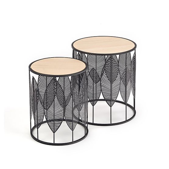 FOLLA ensemble de 2 bancs noir / naturel (1p=1 pièce)