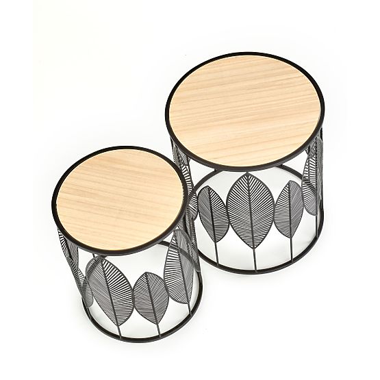 FOLLA ensemble de 2 bancs noir / naturel (1p=1 pièce)