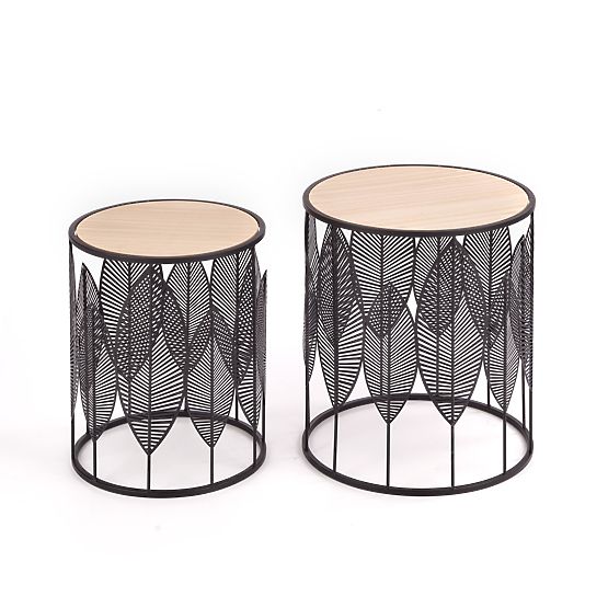 FOLLA ensemble de 2 bancs noir / naturel (1p=1 pièce)