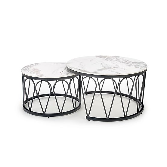 FORMOSA ensemble de 2 bancs, marbre blanc / noir (2p=1ks)