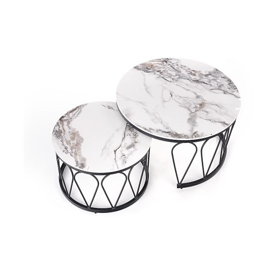 FORMOSA ensemble de 2 bancs, marbre blanc / noir (2p=1ks)