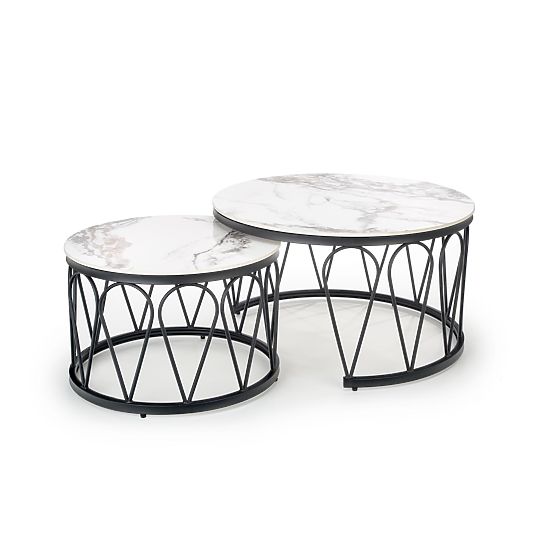FORMOSA ensemble de 2 bancs, marbre blanc / noir (2p=1ks)