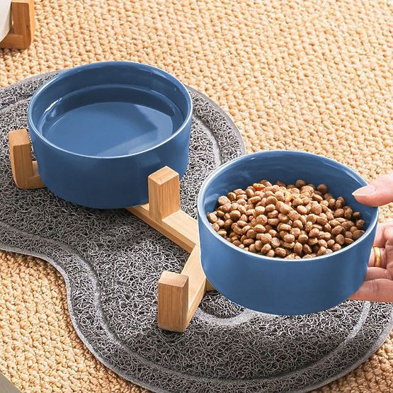 Gamelles en Céramique pour Chien ou Chat Bleues PJ-080