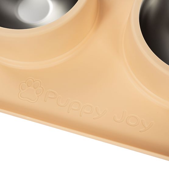 Gamelles en Métal pour Chien ou Chat avec Tapis Antidérapant Beige PJ-089