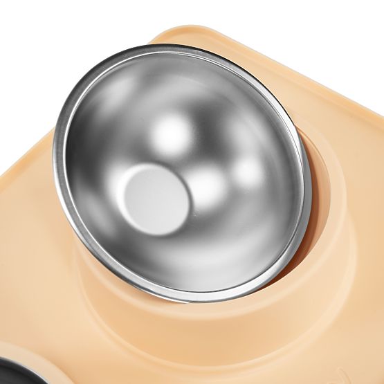 Gamelles en Métal pour Chien ou Chat avec Tapis Antidérapant Beige PJ-089