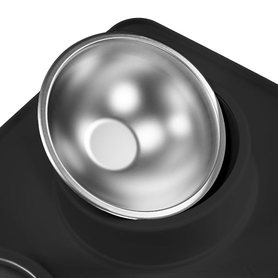 Gamelles Métalliques pour Chien ou Chat avec Tapis Antidérapant Noir PJ-086