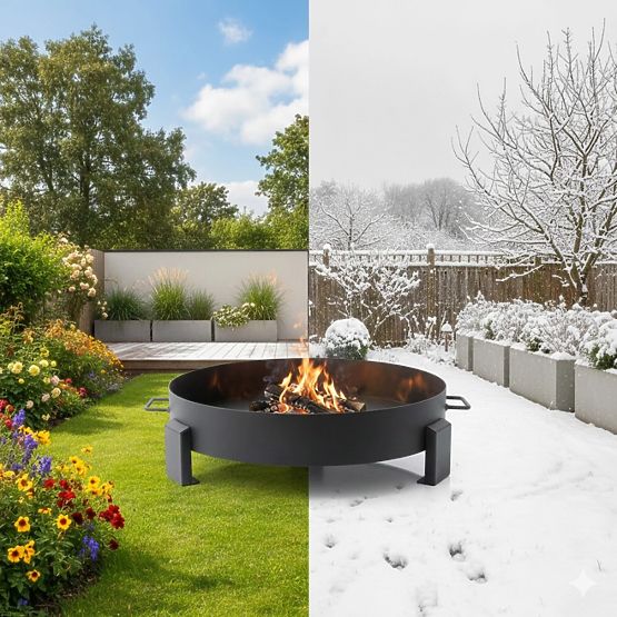 Grand brasero de jardin en fonte 60 cm avec poignées idéal pour feu de camp