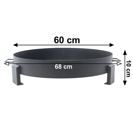 Grand brasero de jardin en fonte 60 cm avec poignées idéal pour feu de camp