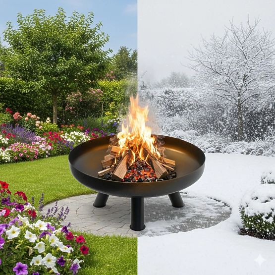 Grand brasero de jardin en fonte 60 cm idéal pour un feu de camp