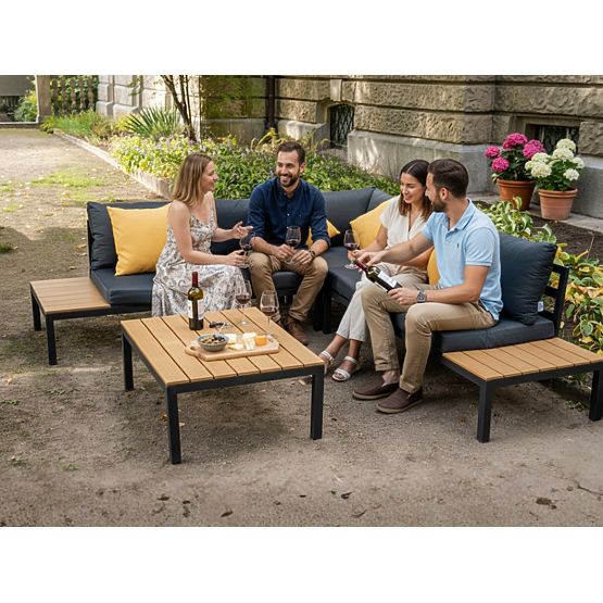 Grand ensemble d'angle en aluminium avec table MASSIMO noir