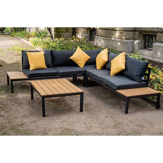 Grand ensemble d'angle en aluminium avec table MASSIMO noir