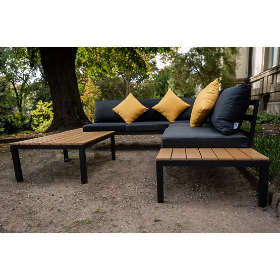 Grand ensemble d'angle en aluminium avec table MASSIMO noir