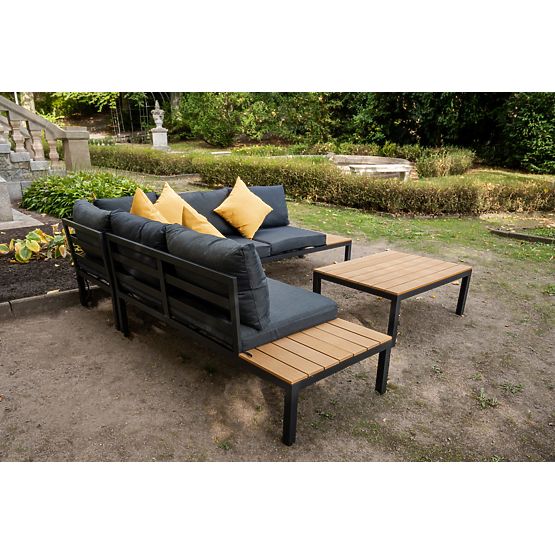 Grand ensemble d'angle en aluminium avec table MASSIMO noir