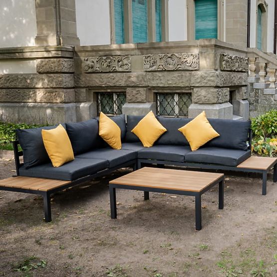 Grand ensemble d'angle en aluminium avec table MASSIMO noir