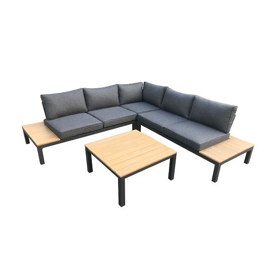 Grand ensemble d'angle en aluminium avec table MASSIMO noir