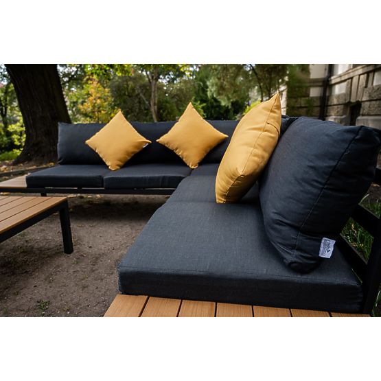 Grand ensemble d'angle en aluminium avec table MASSIMO noir