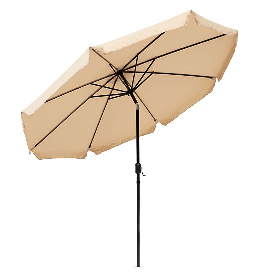 Grand parasol de jardin inclinable 3m avec manivelle beige