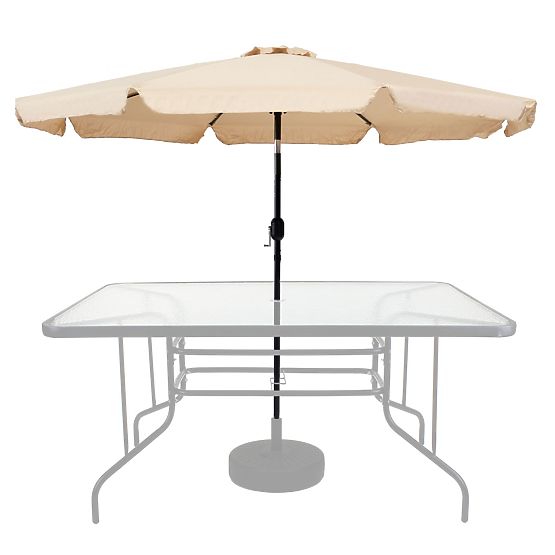 Grand parasol de jardin inclinable 3m avec manivelle beige