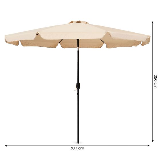 Grand parasol de jardin inclinable 3m avec manivelle beige