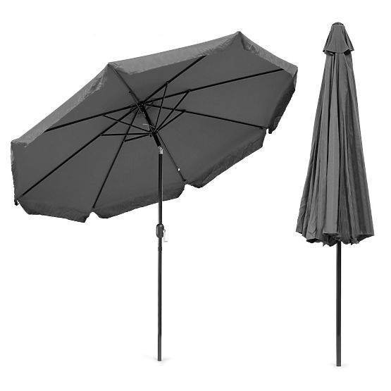 Grand parasol de jardin inclinable 3m avec manivelle gris