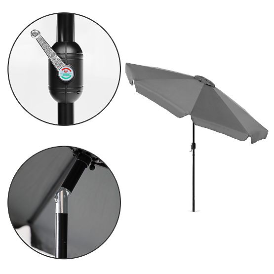 Grand parasol de jardin inclinable 3m avec manivelle gris