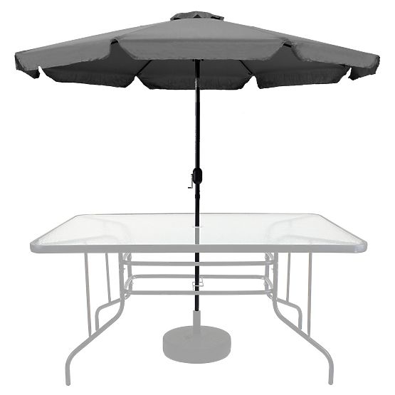 Grand parasol de jardin inclinable 3m avec manivelle gris