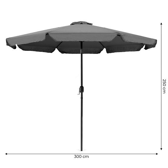 Grand parasol de jardin inclinable 3m avec manivelle gris
