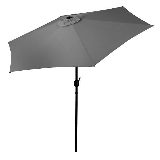 Grand parasol de jardin inclinable avec manivelle 6 nervures gris 270 cm