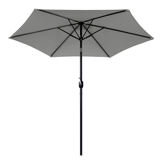 Grand parasol de jardin inclinable avec manivelle 6 nervures gris 270 cm