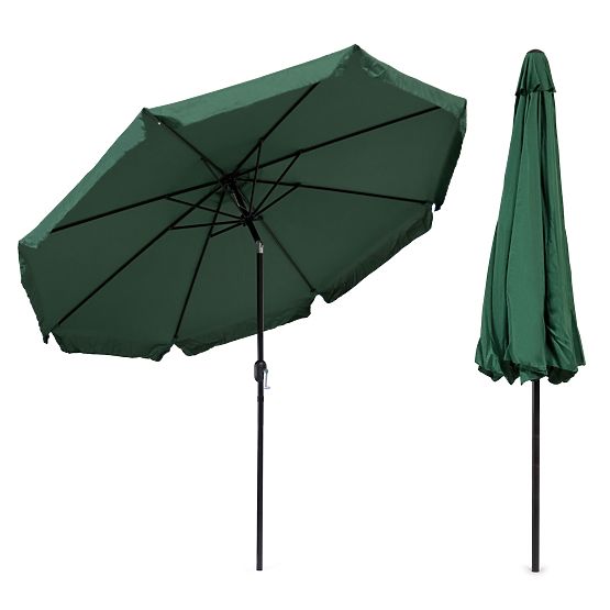 Grand parasol de jardin inclinable de 3m avec manivelle vert