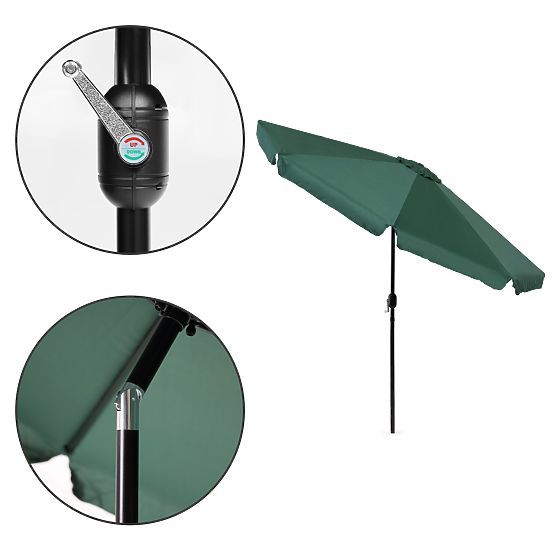 Grand parasol de jardin inclinable de 3m avec manivelle vert