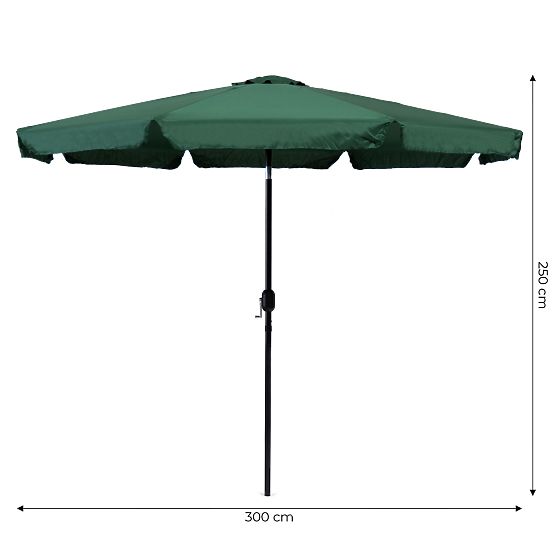 Grand parasol de jardin inclinable de 3m avec manivelle vert