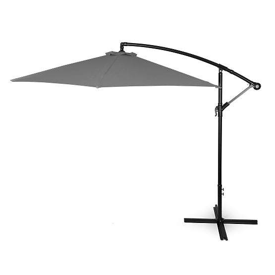Grand parasol de jardin pliable sur bras 3m gris 6 nervures