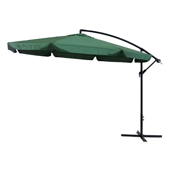 Grand parasol de jardin pliable sur bras coulissant 3,5m vert