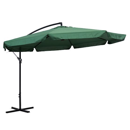 Grand parasol de jardin pliable sur bras coulissant 3,5m vert