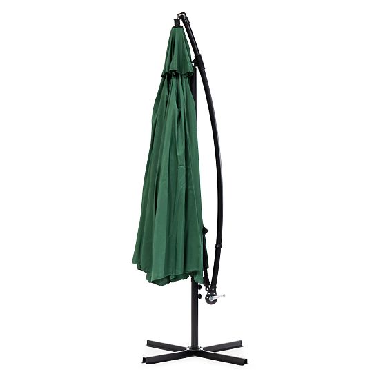 Grand parasol de jardin pliable sur bras coulissant 3,5m vert