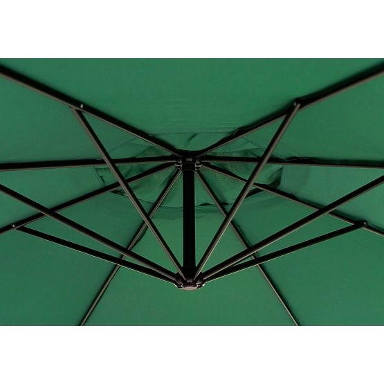 Grand parasol de jardin pliable sur bras coulissant 3,5m vert