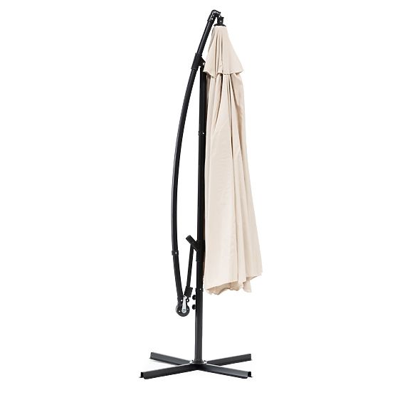 Grand parasol de jardin pliable sur support 3m beige 6 baleines