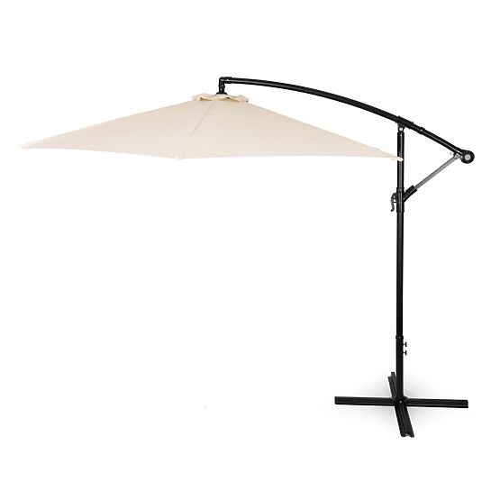 Grand parasol de jardin pliable sur support 3m beige 6 baleines