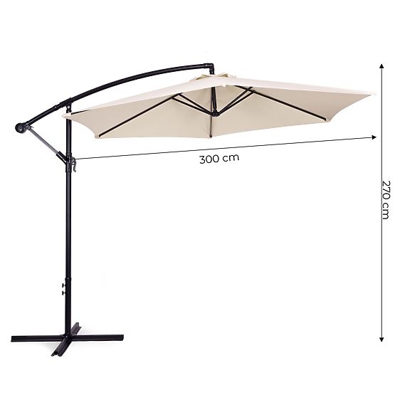 Grand parasol de jardin pliable sur support 3m beige 6 baleines