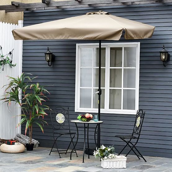 Grand parasol de jardin rectangulaire inclinable pliable avec manivelle beige 200 x 140 cm