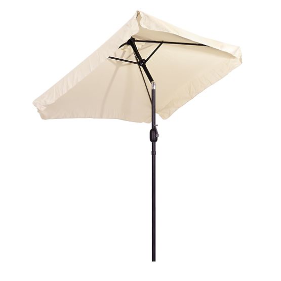 Grand parasol de jardin rectangulaire inclinable pliable avec manivelle beige 200 x 140 cm