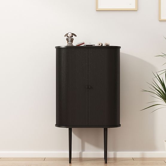 Grande commode Clemente avec lamelles, noire