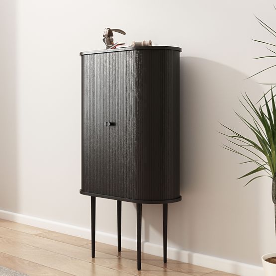 Grande commode Clemente avec lamelles, noire