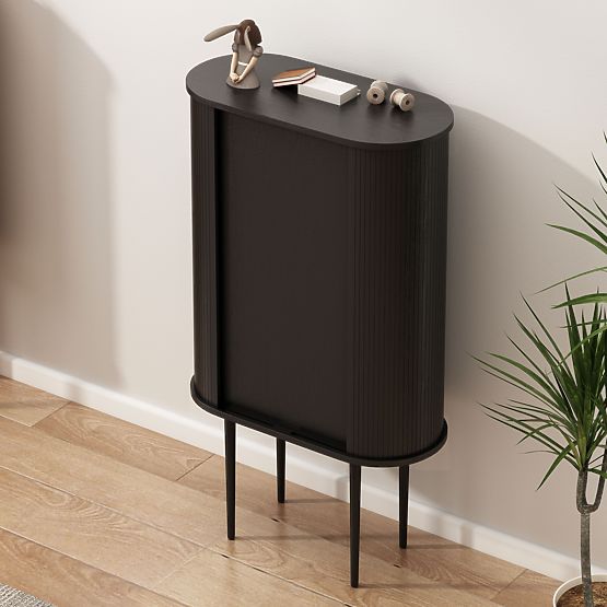 Grande commode Clemente avec lamelles, noire